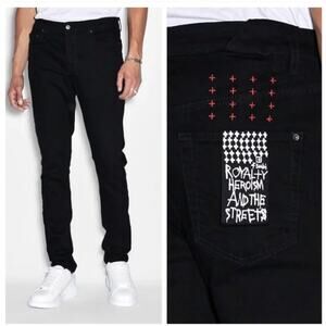 Ksubi 42 Chitch Laid Black Slim Tappered Leg Mid Long Rise Jeans